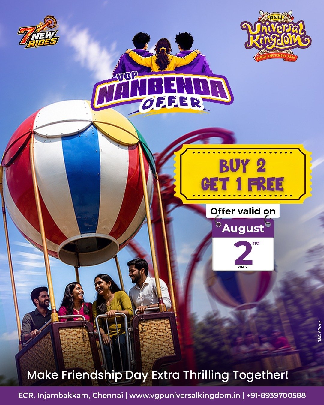 Buy 2 Get 1 ticket (Friendship Day)
